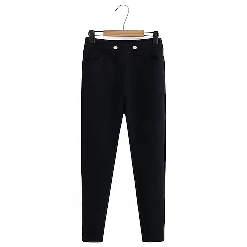 

Women's Plus Size Chinos Pants Trousers Pocket Solid Color Streetwear Casual Casual Daily High Full Length Winter Fall Black L XL XXL 3XL 4XL / Cotton