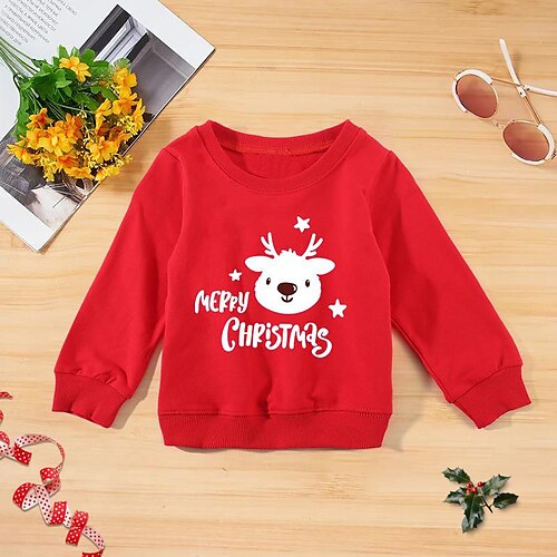 

Kids Girls' Ugly Christmas Sweatshirt Cartoon Outdoor Long Sleeve Crewneck Cute 7-13 Years Winter Red