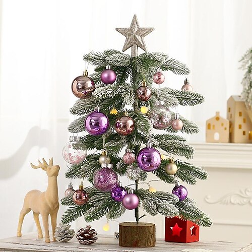 

Christmas Decorations Decoration Led Luminous White Flocking Desktop Mini Christmas Tree Package