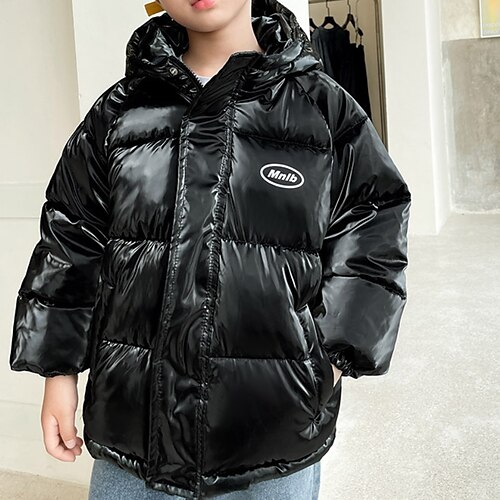 

Toddler Boys Down Coat Outerwear Solid Color Long Sleeve Coat Casual Adorable Daily Black Blue Pink Winter Fall 7-13 Years