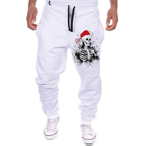 

Men's Sweatpants Joggers Trousers Drawstring Elastic Waist Print Graphic Prints Comfort Sports Outdoor Casual Daily Cotton Blend Terry Streetwear Stylish Gray White Micro-elastic / Designer