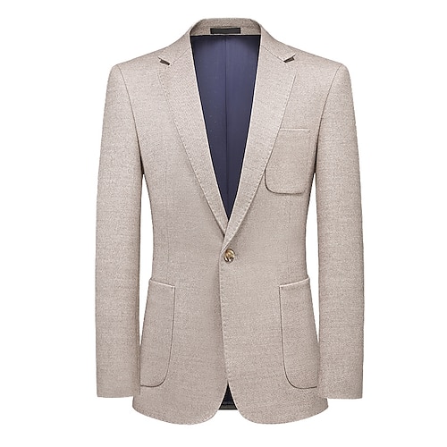 

Men's Office Blazer Regular Standard Fit Solid Colored Single Breasted One-button Light Grey Brown Beige 2022 / Wool