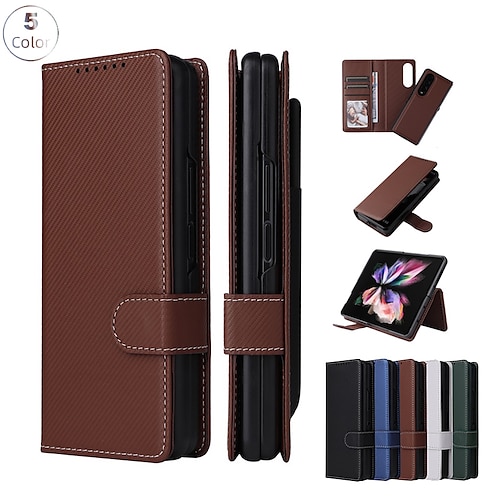 

Phone Case For Samsung Galaxy Flip Z Fold 4 Pencil Holder Wallet Flip Solid Colored PC PU Leather