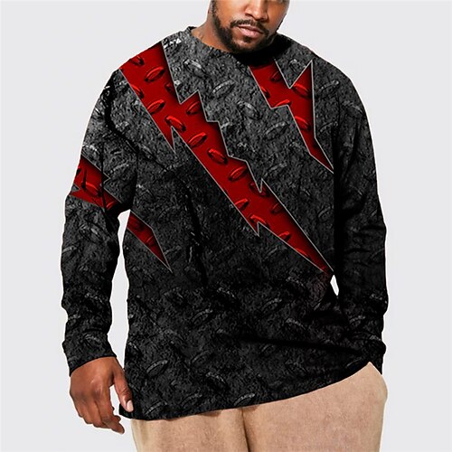 

Men's Plus Size T shirt Tee Big and Tall Graphic Crew Neck Long Sleeve Spring & Fall Basic Fashion Streetwear Comfortable Casual Sports Tops