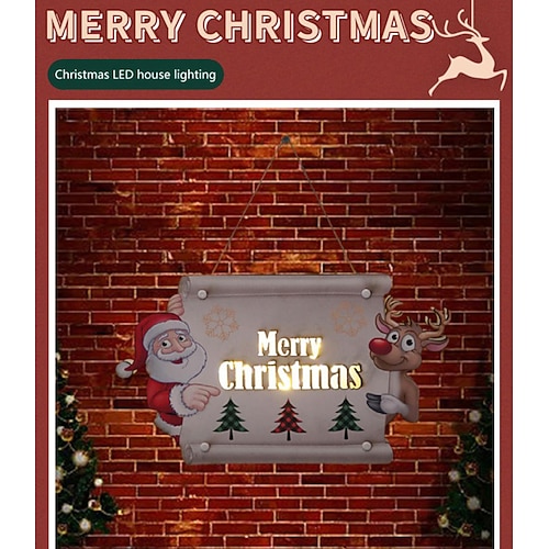 

House Number Christmas Decoration LED Lights Party New Year Holiday Supplies Props Wall Hangings Christmas Deer