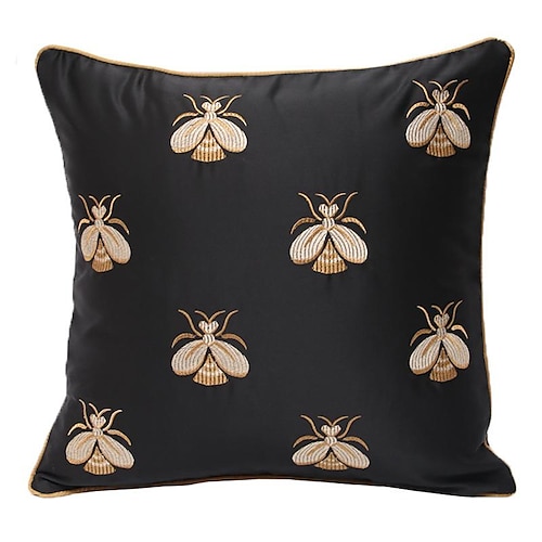 

Embroidered Small Bee Pillow Cover Cover Light Luxury Room Headrest Back Waist Home Decoration