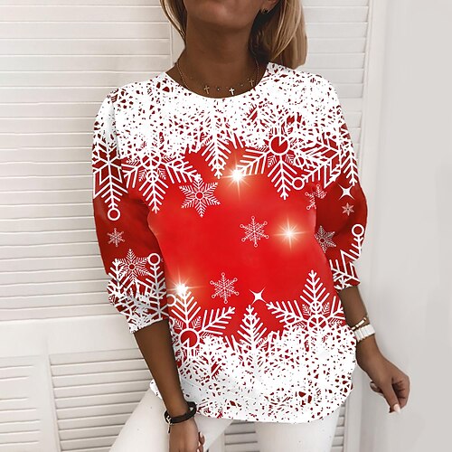 

Women's Sweatshirt Pullover Streetwear Green Black Blue Snowflake Christmas Round Neck Long Sleeve S M L XL 2XL 3XL