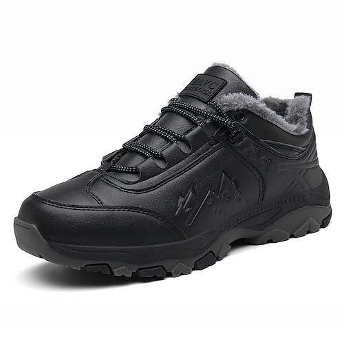 

Men's Sneakers Sporty Look Hiking Boots Fleece lined Sporty Casual Outdoor Daily Hiking Shoes PU Black Winter Fall