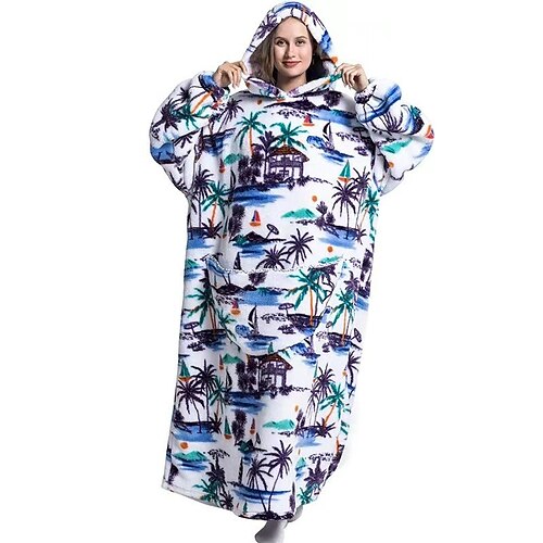 

Adults' Oversized Hoodie Blanket Wearable Blanket With Pocket Cartoon Panda Character Onesie Pajamas Flannel Cosplay For Men and Women Carnival Animal Sleepwear Cartoon Festival / Holiday Costumes