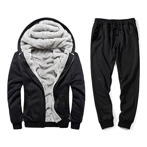 

Men's Tracksuit Sweatsuit Jogging Suits Black Burgundy Light gray Dark Gray Red Hooded Solid Color Zipper Pocket Daily Sports Going out Active Streetwear Designer Winter Fall Clothing Apparel Hoodies