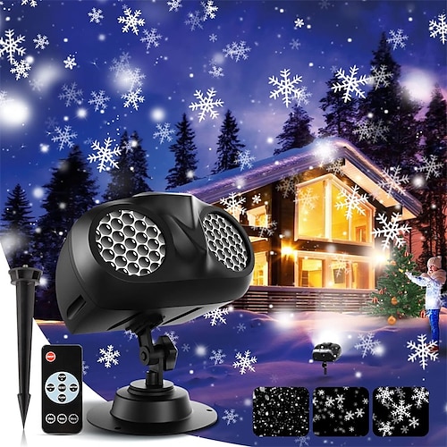 

Christmas Snowflake Projector Light 2 IN 1 Outdoor Snowfall Laser Projection Lamp for New Year Christmas Party Garden Landscape Deco