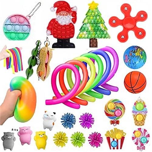 

Princeplay Sensory Fidget Packs Toys Pop - Fidget Toy Pack Stress Balls Figit Packages Figetget Push Popper Mochi Squishy Anxiety Relief Items Marble Mesh Bubble for Girls Boys Kids Ages