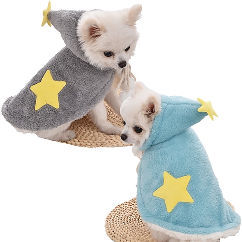 

Dog Cat Cloak Stars Adorable Stylish Ordinary Casual Daily Party Outdoor Winter Dog Clothes Puppy Clothes Dog Outfits Warm Blue Grey Costume for Girl and Boy Dog Fleece S M L