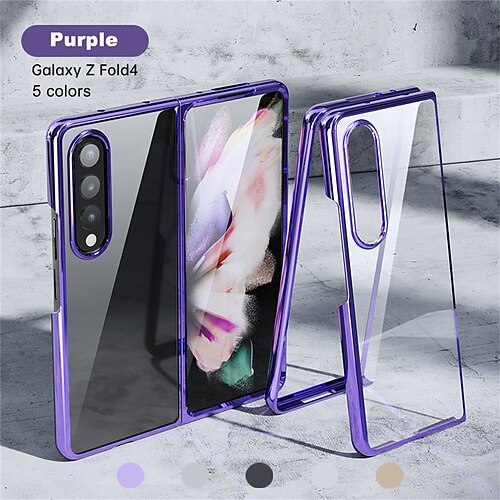 

Phone Case For Samsung Galaxy Flip Z Fold 4 Z Fold 3 Bumper Frame Plating Full Body Protective Solid Colored PC