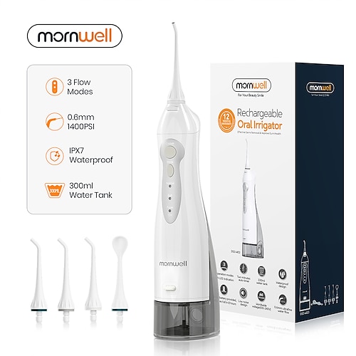 

Water Flosser, Teeth Cleaner 300ML 3 Modes Portable Dental Oral Irrigator USB Rechargeable Electric Dental Flosser for Teeth Braces Bridges Care Home Travel