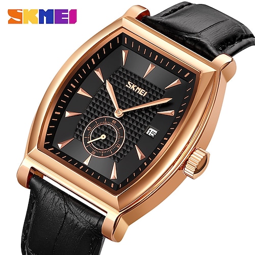 

SKMEI Top Brand Luxury Genuine Leather Strap Business Mens Watches Waterproof Quartz Date Time Wristwatches