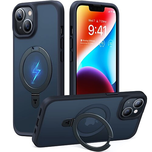 

TORRAS Magnetic Stand for iPhone 14 Case/iPhone 13 Case 6.1 Inch, [Compatible with MagSafe] Translucent Matte Hard Back with Soft Silicone Bumper Protective Yet Slim Phone Cases for iPhone 14