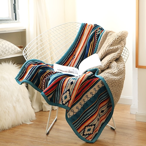 

manta de tiro sherpa boho, mantas decorativas de patrón vintage de vellón de franela suave para sofá, cama, sofá