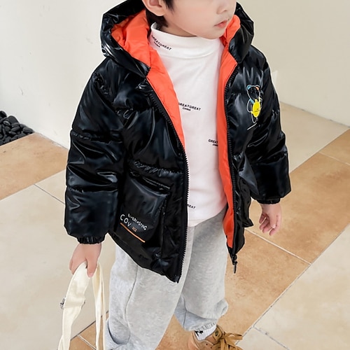 

Kids Girls' Down Coat Outerwear Cartoon Long Sleeve Coat Daily Cotton Active Cute Black Pink White Winter Fall 2-6 Years
