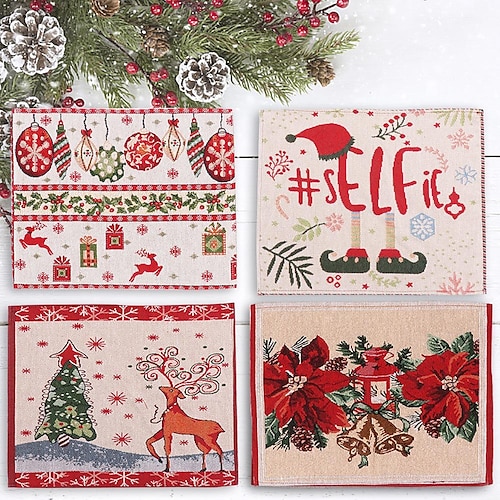 

Christmas Trees Christmas Placemats for Dining Table, 4334cm/1713in Seasonal Winter Xmas Holiday Rustic Vintage Thanksgiving Washable Table Mat 1 Piece