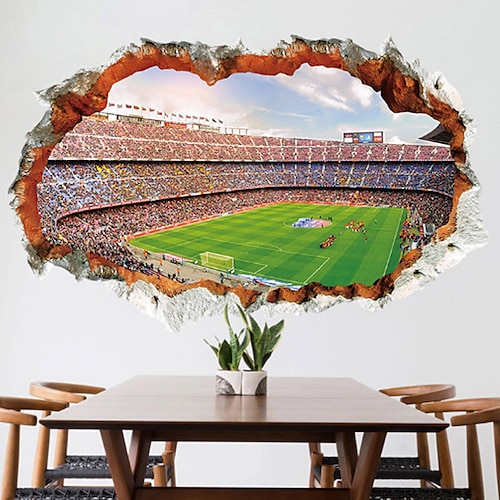 

Large 3D Self-adhesive Removable Break Through the Wall Soccer Field Wall Stickers for Home Decoration Mural Poster 6090cm Football Sticker Art Decals