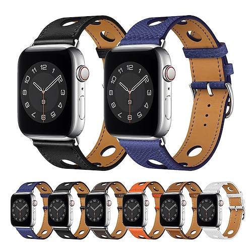 

1PC Smart Watch Band Compatible with Apple iWatch Series 8/7/6/5/4/3/2/1 / SE Leather Loop for iWatch Smartwatch Strap Wristband Genuine Leather Luxury Adjustable Breathable