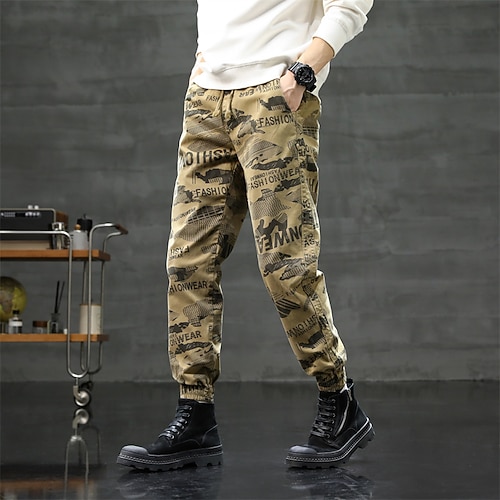 

Men's Cargo Pants Trousers Drawstring Elastic Waist Multi Pocket Camouflage Casual Daily Going out Sports Stylish ArmyGreen Khaki Micro-elastic