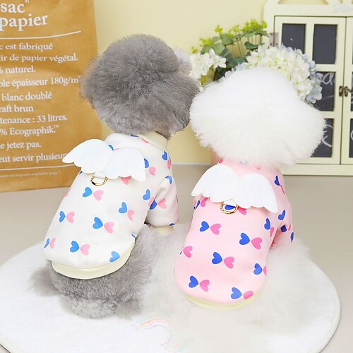 

Dog Cat Sweatshirt Heart Angel & Devil Cute Sweet Dailywear Casual Daily Winter Dog Clothes Puppy Clothes Dog Outfits Soft Pink Beige Costume for Girl and Boy Dog Cotton S M L XL 2XL