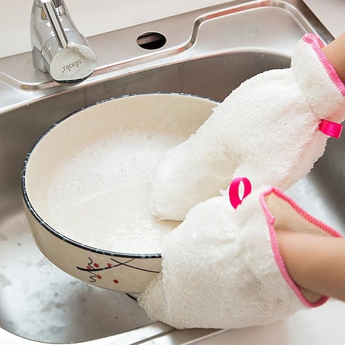 

Winter Durable Dishwashing Gloves Rag Kitchen Plus Velvet Waterproof Housework Cleaning Dishwashing Gloves Bamboo Pulp Viscose Gloves