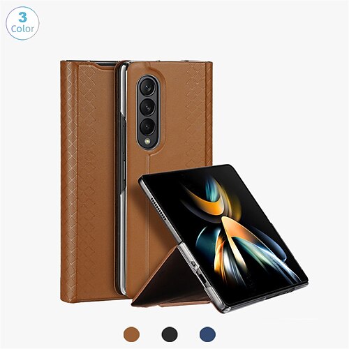 

Phone Case For Samsung Galaxy Flip Z Fold 4 Z Fold 3 Bumper Frame Magnetic Full Body Protective Solid Colored PC PU Leather