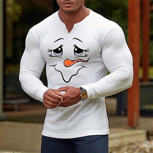 

Men's T shirt Tee Cartoon Graphic Prints V Neck White Hot Stamping Street Daily Long Sleeve Print Clothing Apparel Fashion Designer Casual Comfortable