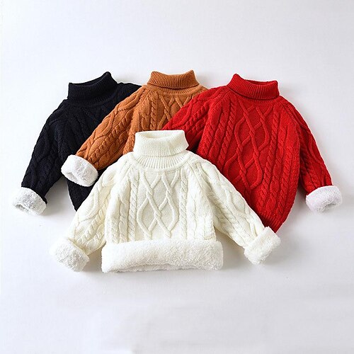 

Kids Boys Sweater Solid Color Daily Long Sleeve Fashion Cotton 3-10 Years Winter Orange Red Navy Blue