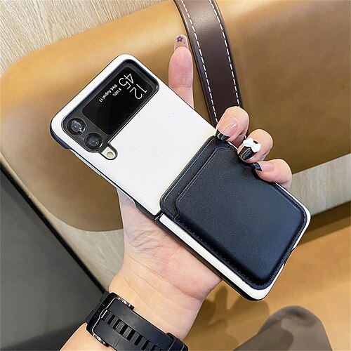 

Phone Case For Samsung Galaxy Flip Z Flip Z Flip 4 Z Flip 3 Z Flip 2 Bumper Frame Flip Full Body Protective Solid Colored TPU PU Leather