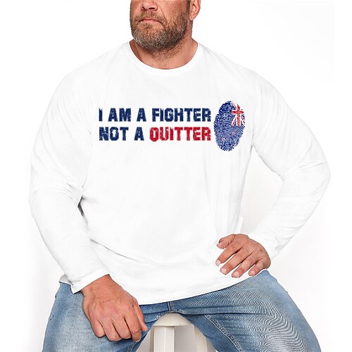 

Men's Plus Size T shirt Tee Big and Tall Graphic Crew Neck Long Sleeve Spring & Fall Basic Fashion Streetwear Comfortable Casual Sports Tops