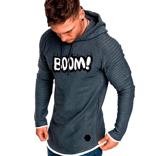 

Men's Pullover Hoodie Sweatshirt Black Army Green Khaki Gray White Hooded Letter Print Sports Outdoor Casual Sports 3D Print Basic Streetwear Sportswear Fall Spring Clothing Apparel Hoodies