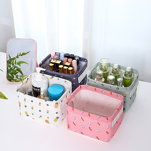 

Nordic Fabric Storage Basket Foldable Storage Box For Household Desktop Cosmetics