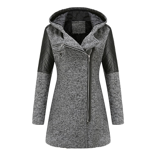 

Women's Plus Size Hoodie Coat Pocket Plain Outdoor Causal Long Sleeve Hooded Regular Winter Fall Black Dark Gray L XL XXL 3XL