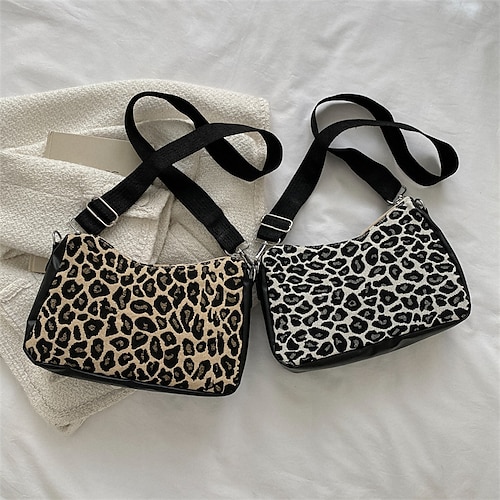 

Women's Leather Bag Shoulder Bag PU Leather Leopard Print Daily Black Khaki