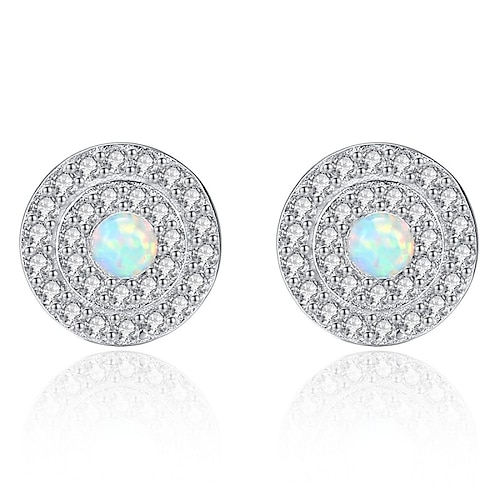 

Women's Clear Blue White Opal Stud Earrings Fine Jewelry Classic Precious Stylish Simple S925 Sterling Silver Earrings Jewelry Yellow / Blue / White For Wedding Party 1 Pair