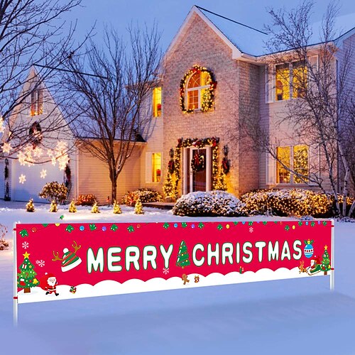 

Merry Christmas Banner, Outdoor Christmas Banner Decorations, Xmas Outdoor & Indoor Hanging Decor, Christmas Holidays Party Decor Supplies 30050cm (10ft18.9 Inch)
