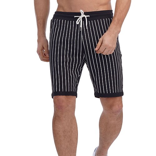 

Men's Shorts Casual Shorts Pocket Drawstring Lines / Waves Comfort Soft Short Daily Holiday Streetwear Stylish Simple Black Micro-elastic