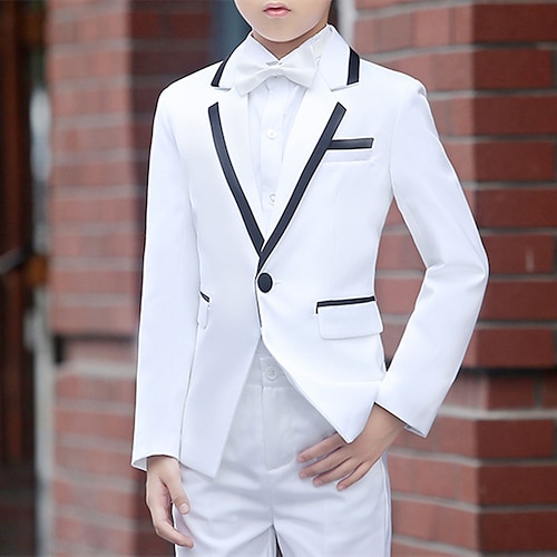 

Party Three-piece Suit ( Vest ) Kids Boys Ring Bearer Suits Long Sleeve Cotton Blend Solid Colored 3-17 Years