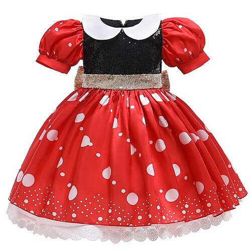 

Toddler Girls' Dress Polka Dot Party Dress Dress Performance Cotton Short Sleeve Cute Dress 3-7 Years Spring Red / Summer