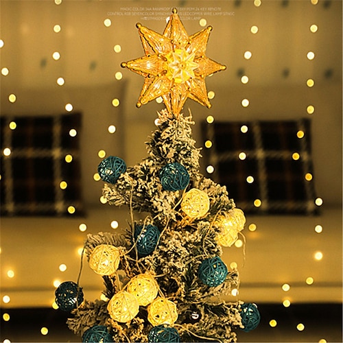 

Christmas Tree Topper Star LED Lighted with Aug-pointed for Wedding Party Indoor Outdoor Fairy Garland Decor