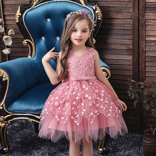 

Bambino (1-4 anni) Da ragazza Vestito da festa Floreale Vestito da festa Al ginocchio Vestito Formale Senza maniche Di tendenza Vestito 3-7 anni Primavera Rosso bordeaux Blu Viola