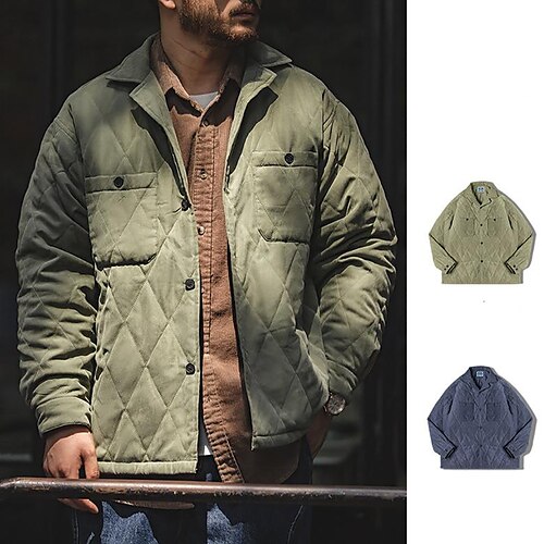 

Men's Padded Hiking jacket Quilted Jacket Military Tactical Jacket Cotton Winter Outdoor Thermal Warm Windproof Breathable Quick Dry Outerwear Trench Coat Top Hunting Ski / Snowboard Fishing Dark