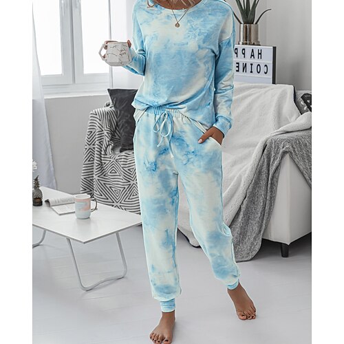 

Women's Blouse Basic Green Blue Casual Daily Gradient Patchwork Crew Neck S M L XL / Loose Fit