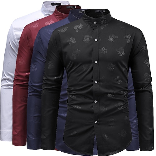 

Men's Shirt Graphic Turndown Blue Red White Black Street Daily Long Sleeve Button-Down Clothing Apparel Fashion Casual Comfortable
