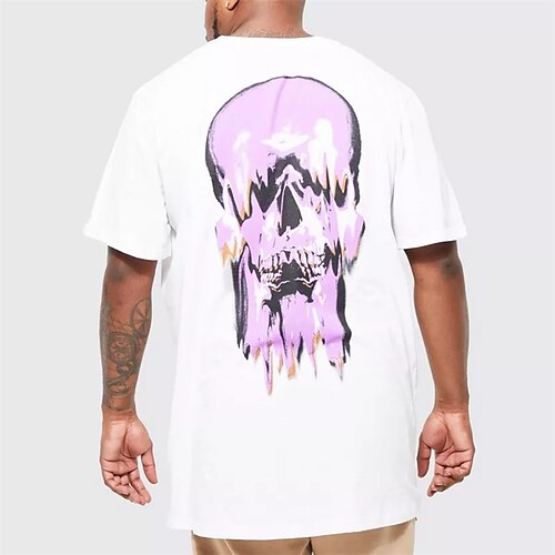 

Men's Plus Size T shirt Tee Big and Tall Graphic Crew Neck Short Sleeve Spring & Summer Basic Vintage Fashion Streetwear Casual Sports Tops / Skull