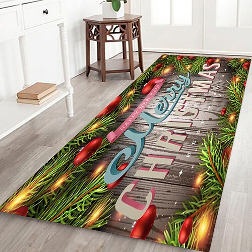 

Santa Claus Christmas Floor Mat Tree Home Decoration Flannel Fabric Printing Home Bathroom Entrance